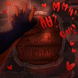 A sign labeled Fuck Humans